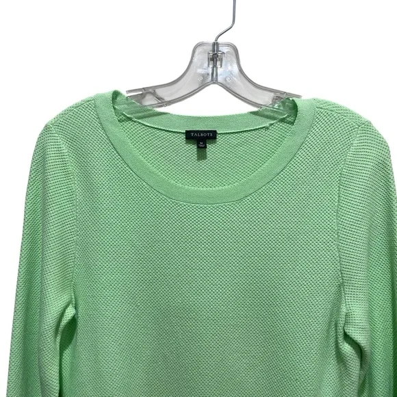 Talbots Textured Button Sleeve Pullover Light Green Women’s Size Medium - Picture 4 of 8
